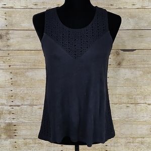 J. Crew Black Eyelet Tank